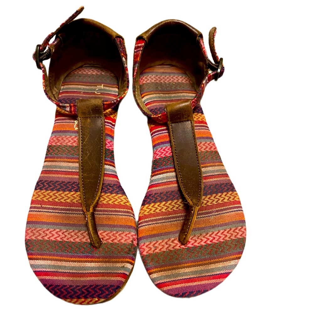 $7 if bundled TOMS - Playa Tribal Multi Color Woven T Strap Sandals Size 6